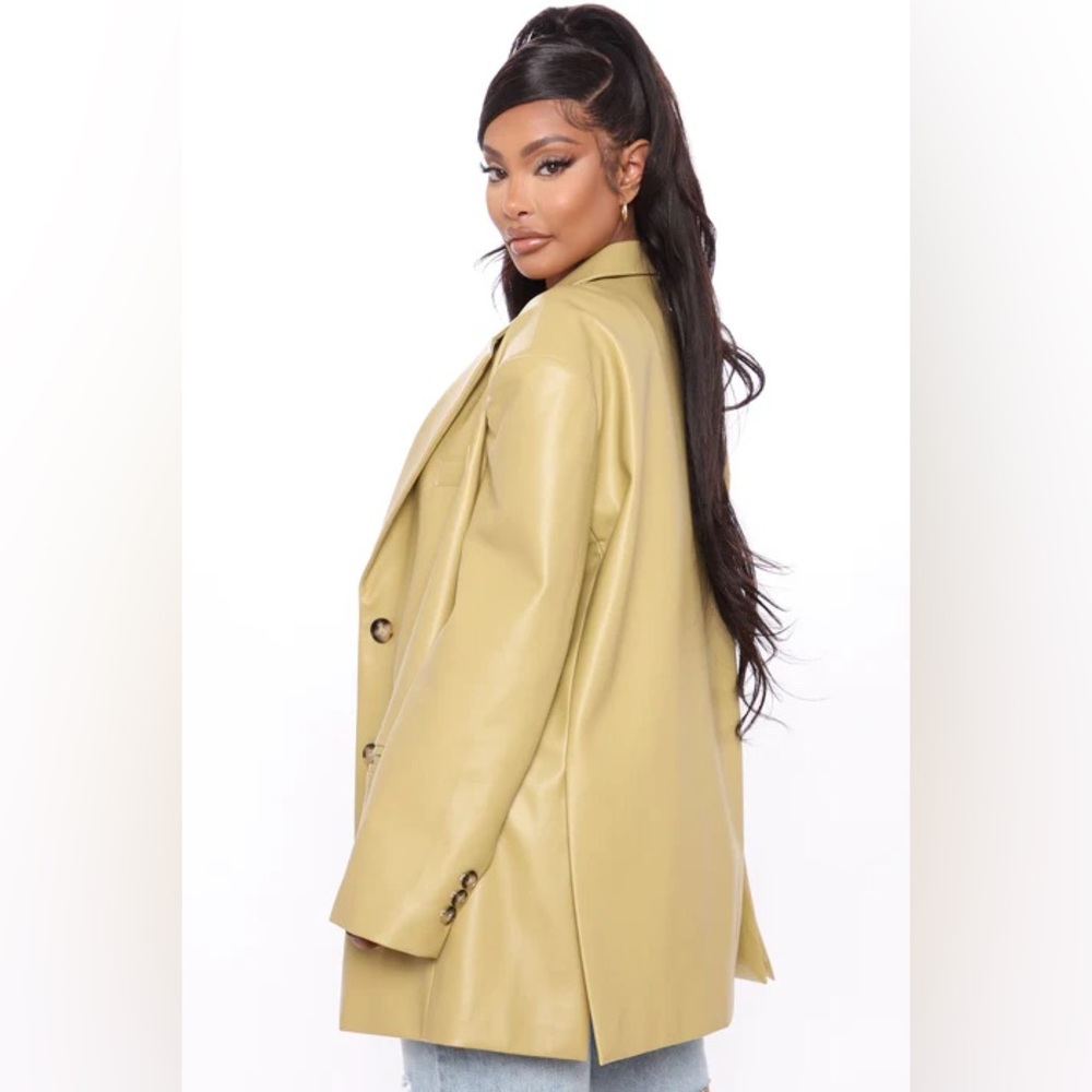Always Profesh Faux Leather Blazer - Nude - Sz‎ L